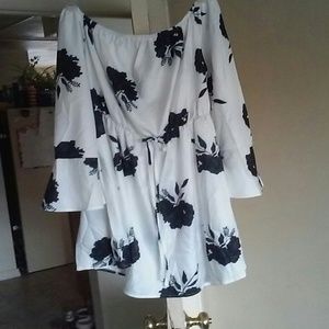 Off the shoulder romper dress